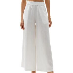 NEW LANHTROPY women's cape linen pants in white